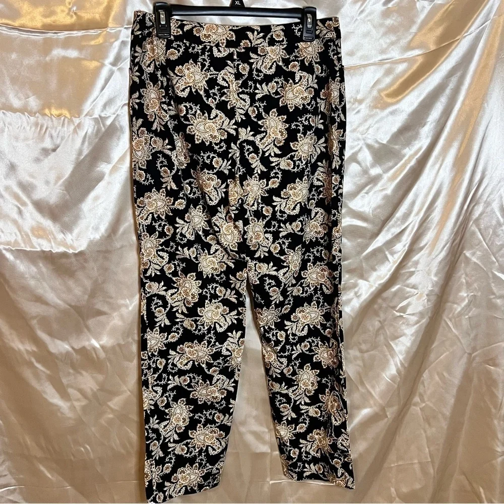 Appleseed’s Boho Floral Brocade Pants - Black & Gold - Size 8